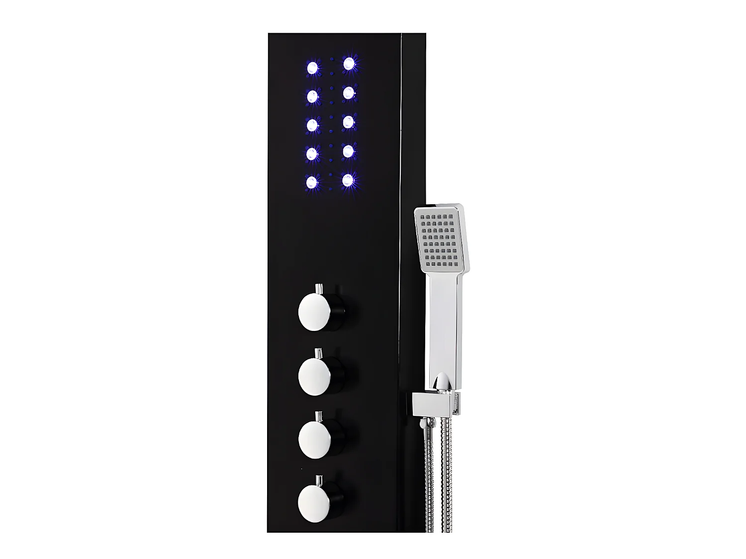 Colonne de douche hydromassante thermostatique à leds - 20*165cm - Noir - FELICITA