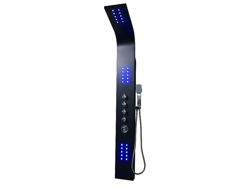 Massage Duschsäule mit LEDs - 20 x 165 cm - Schwarz - FELICITA