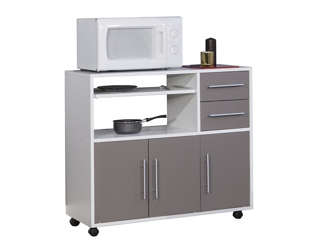 Servierschrank für Mikrowelle auf Rollen BERTILLE - Taupe