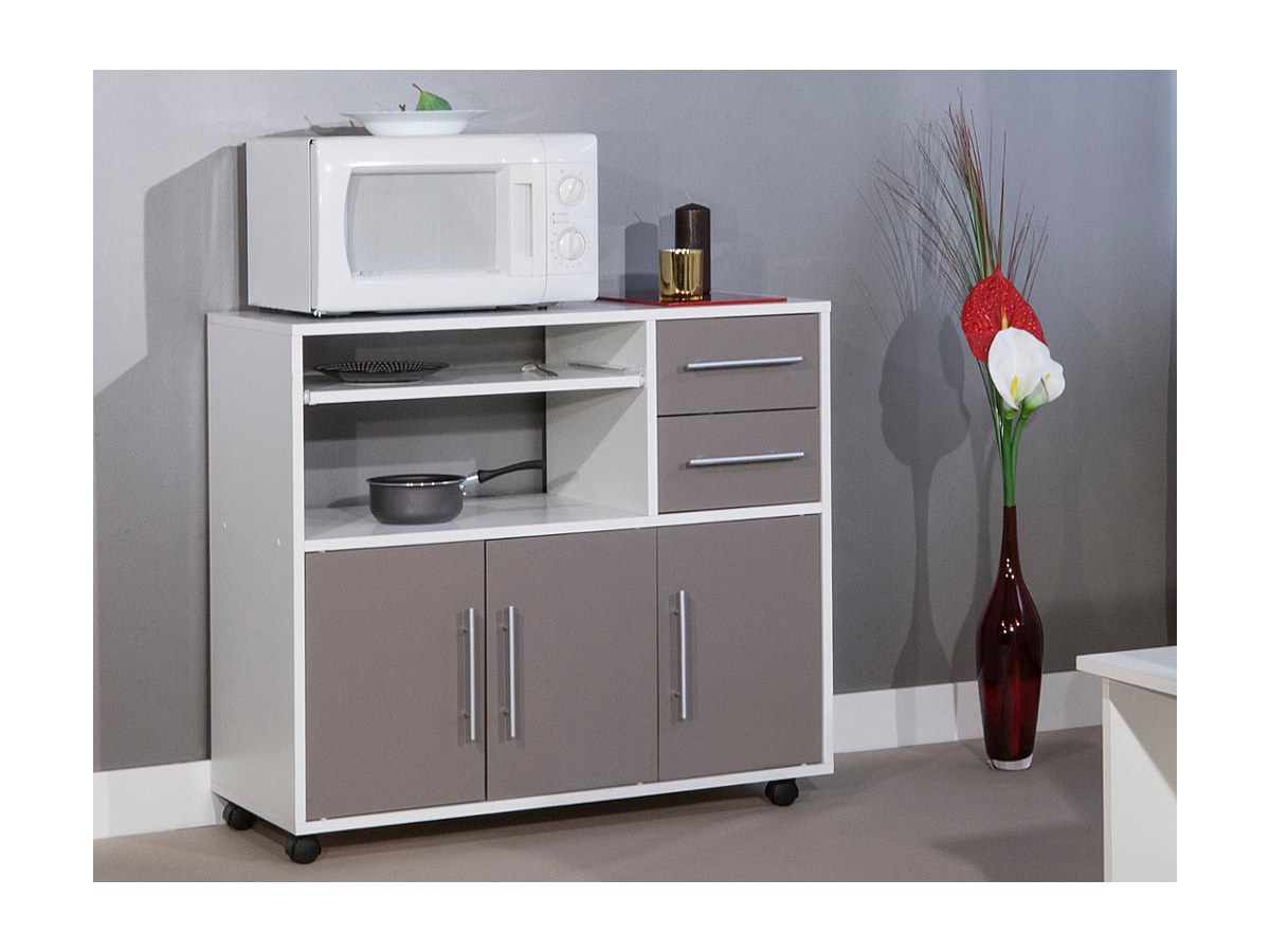 Mueble de cocina con ruedas en color marrón topo BERTILLE