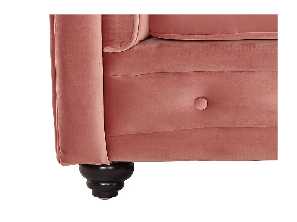 Driezitsbank CHESTERFIELD - velours - pastelroze