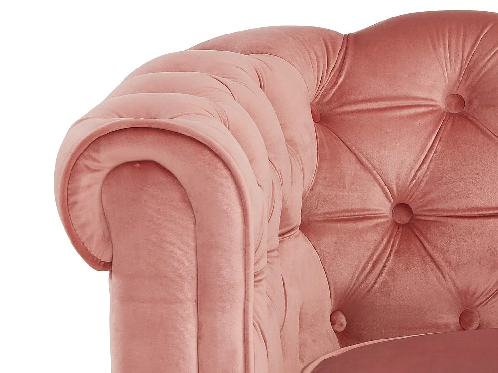 Divano CHESTERFIELD 3 posti in velluto Rosa cipria
