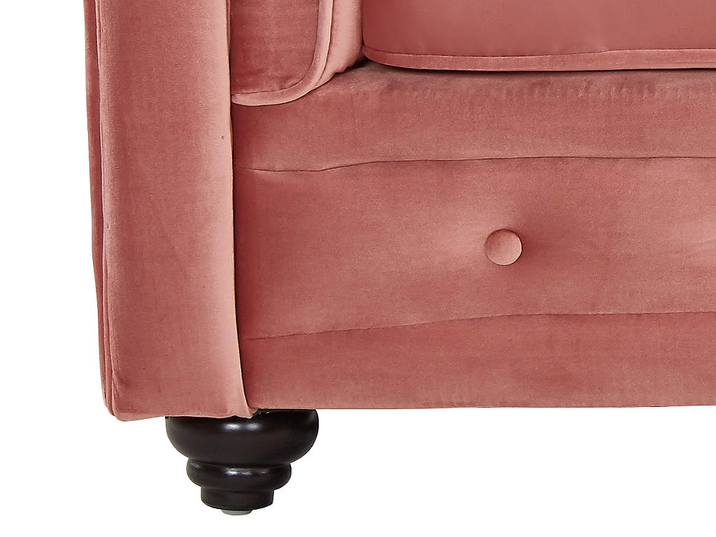 Divano CHESTERFIELD 3 posti in velluto Rosa cipria