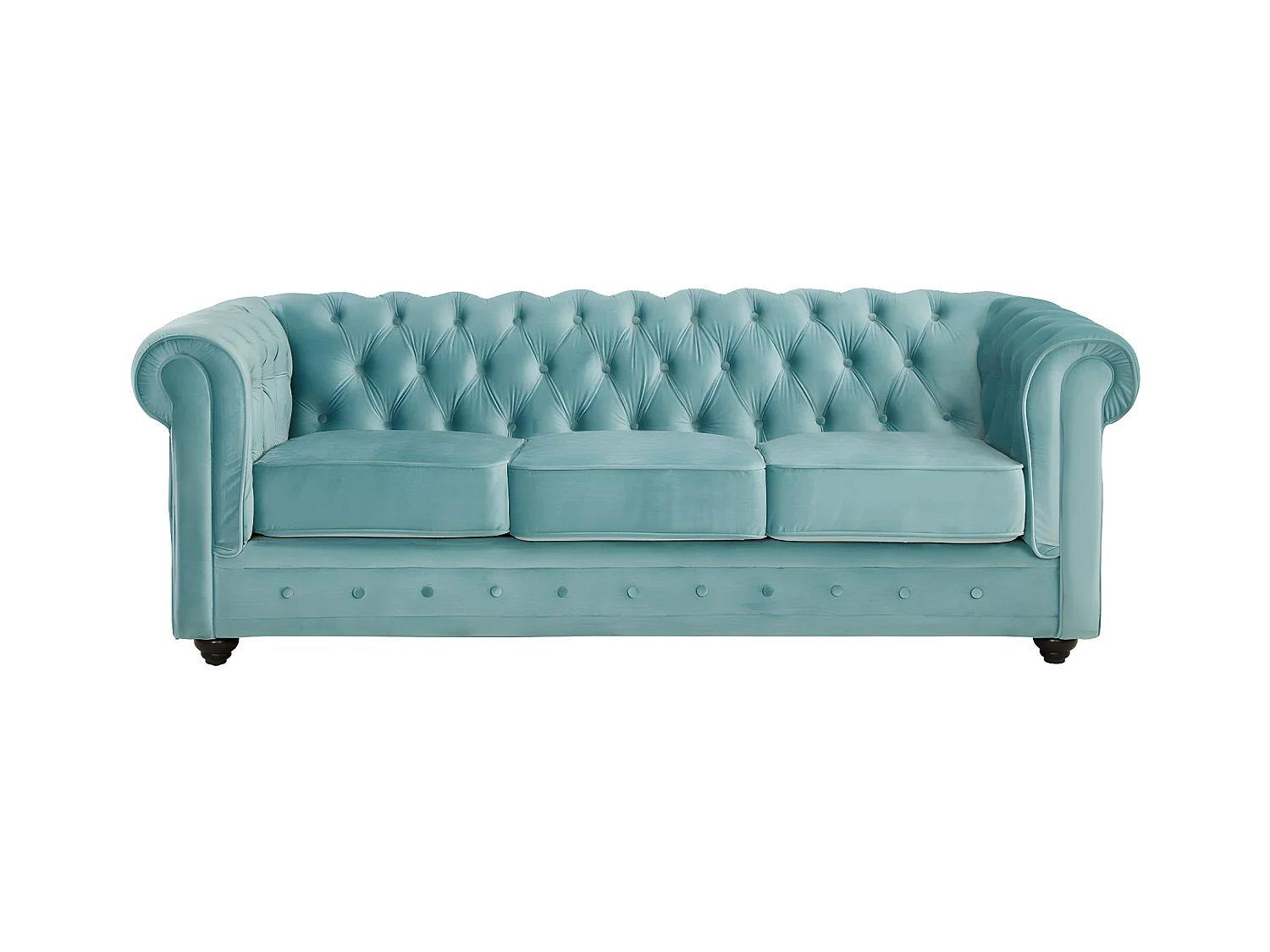 Driezitsbank CHESTERFIELD - velours - pastelblauw