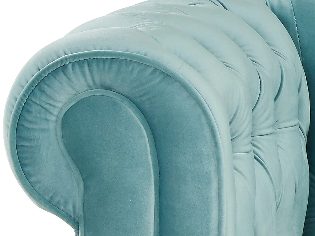 3-personers sofa CHESTERFIELD - Pastelblå fløjl