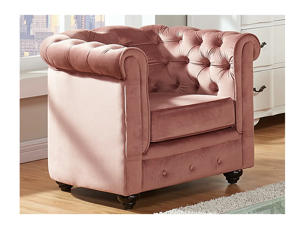 Sessel - Samt - Rosa - CHESTERFIELD