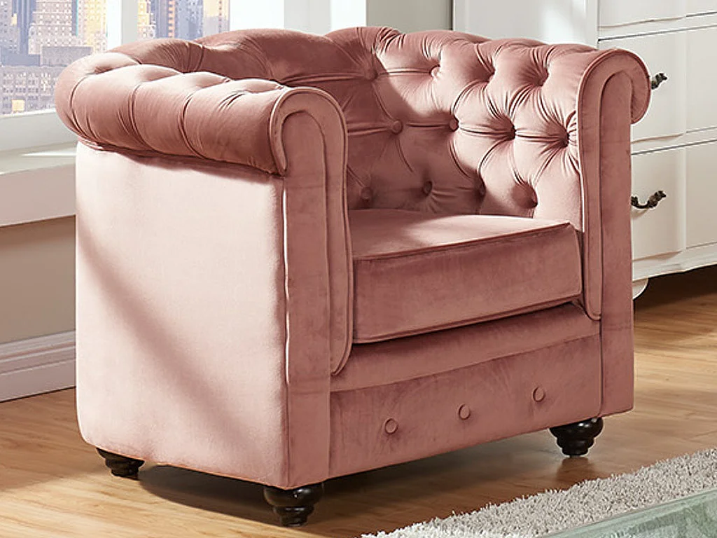 Sessel - Samt - Rosa - CHESTERFIELD