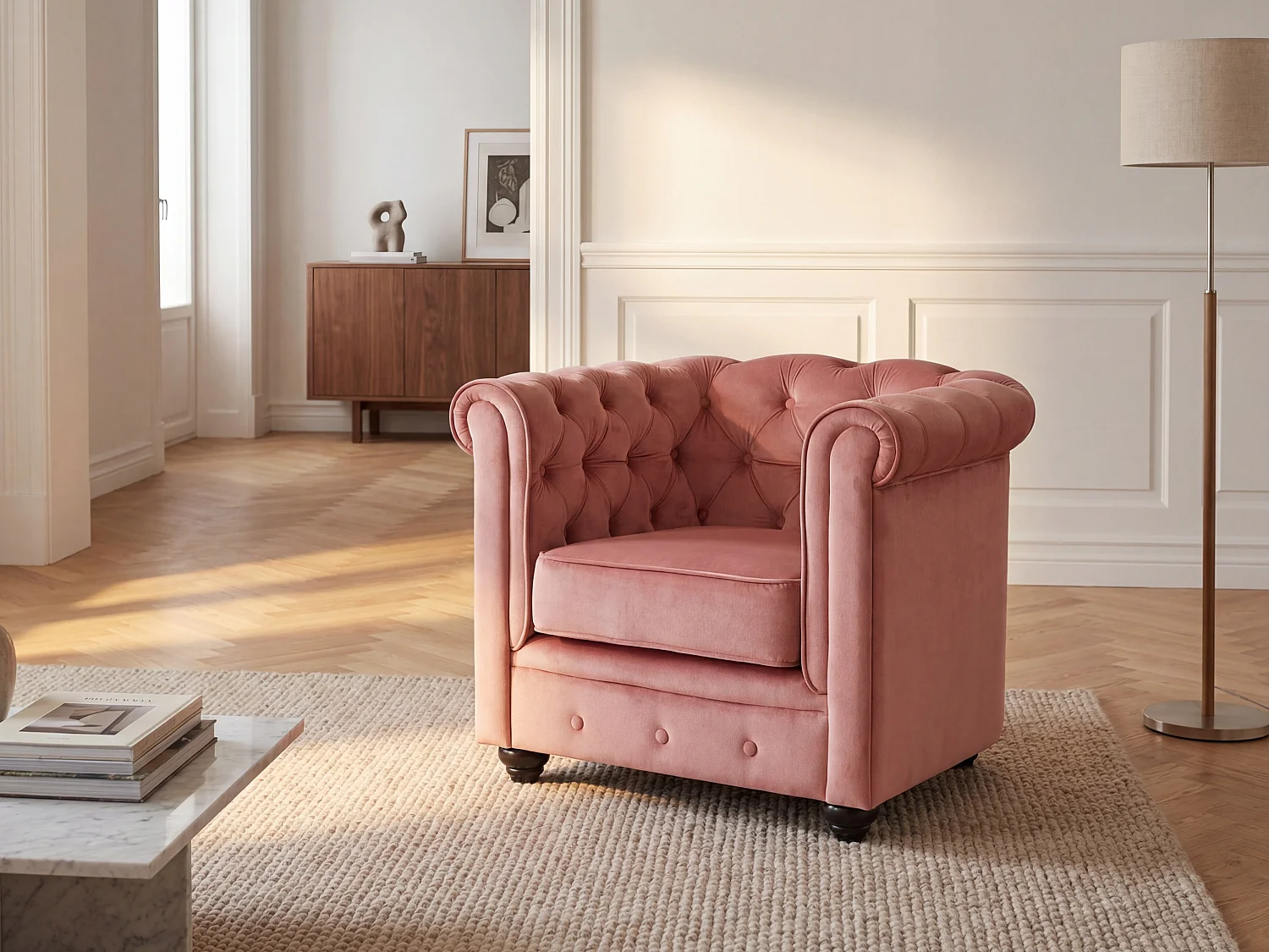 Sessel - Samt - Rosa - CHESTERFIELD