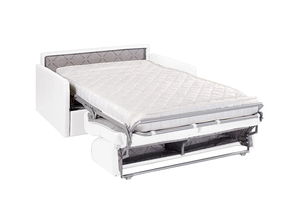 Canapé 3 places convertible express en simili blanc - Couchage 140 cm - Matelas 14 cm CALIFE