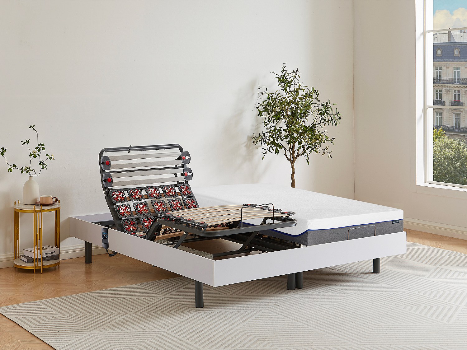 Vente-unique Relaxbett Elektrisch - Matratzen Mit Memory Schaum - Dionysos Von YsmÉE - Mit Okin-Motor - Weiß - 2 X 80 X 200 Cm