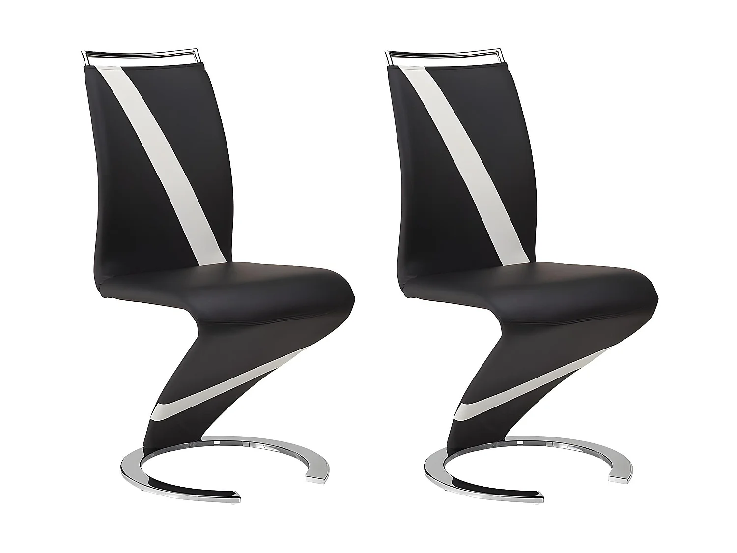 Lot de 2 chaises TWIZY - Simili noir & blanc