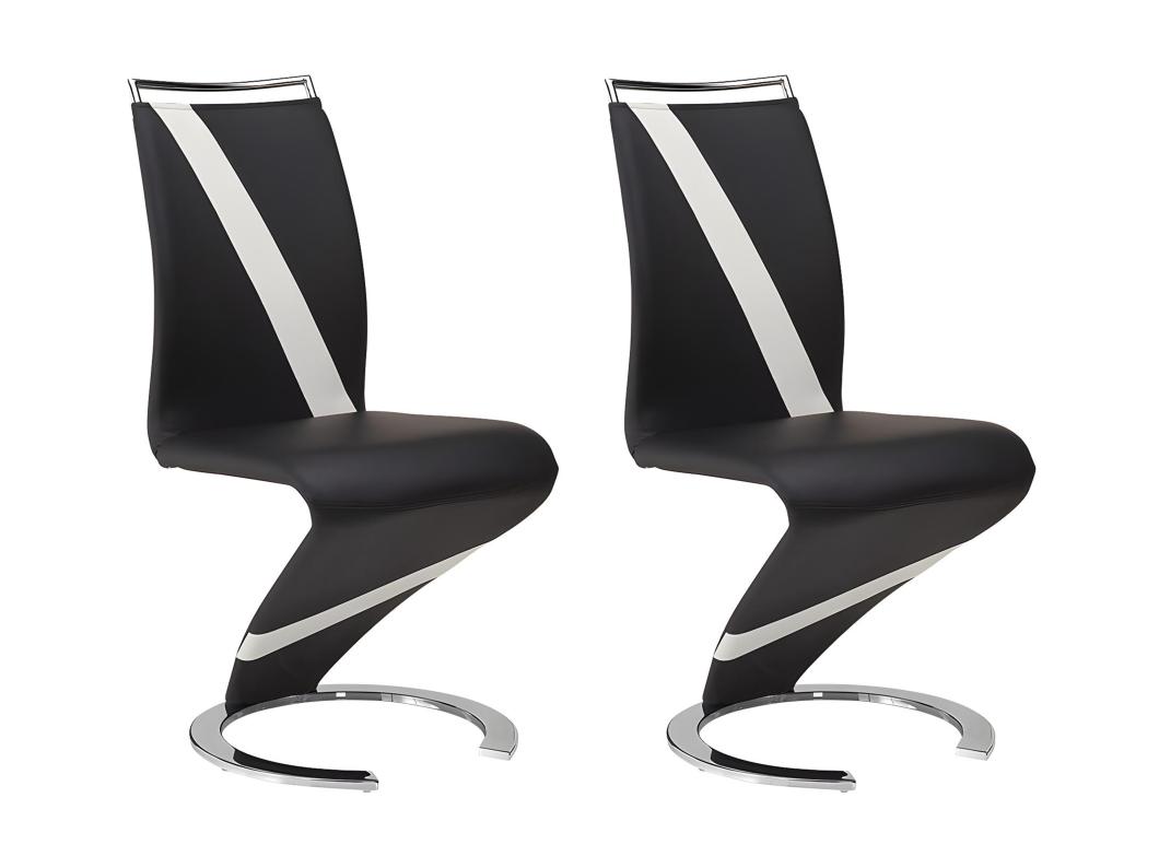 Stuhl Freischwinger 2er-Set - Kunstleder - Schwarz & Weiß - TWIZY