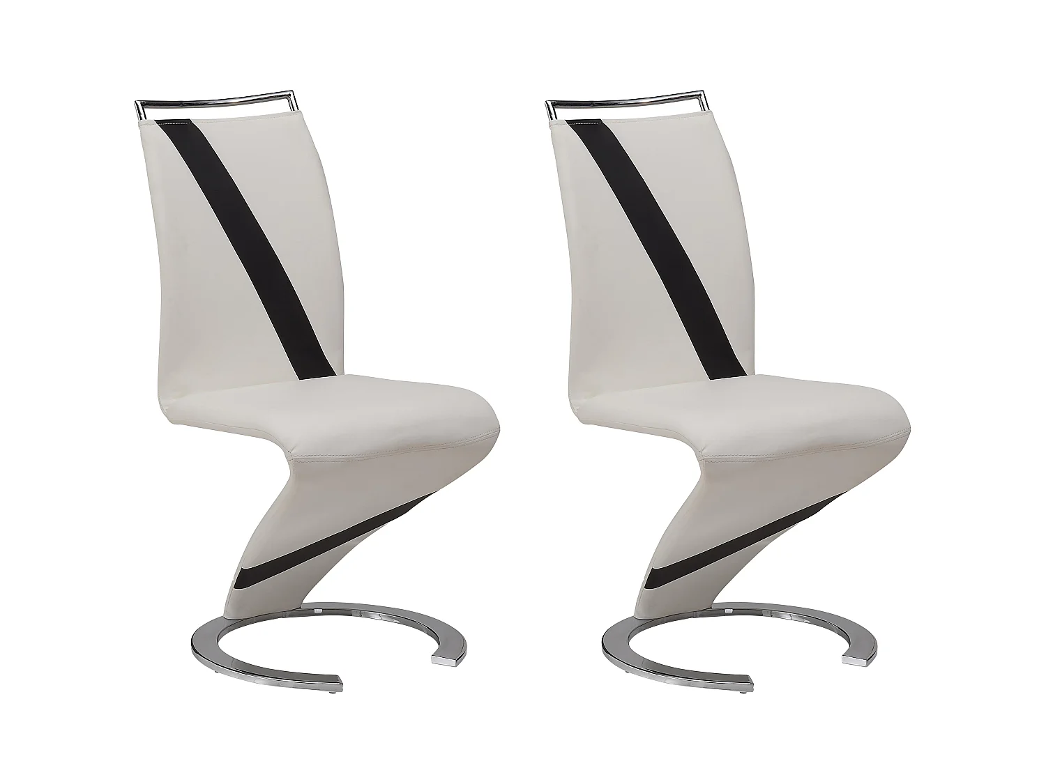 Set van 2 stoelen van kunstleer TWIZY - zwart & wit
