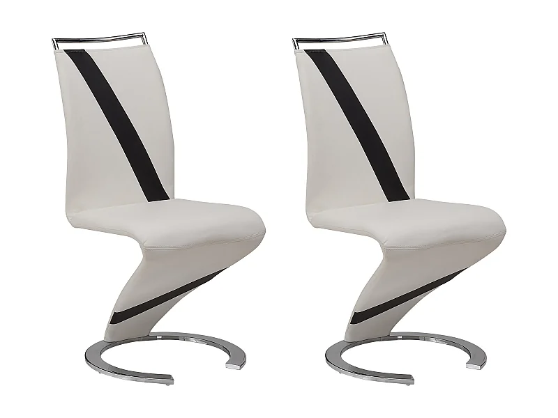 Lot de 2 chaises TWIZY - Simili blanc & noir