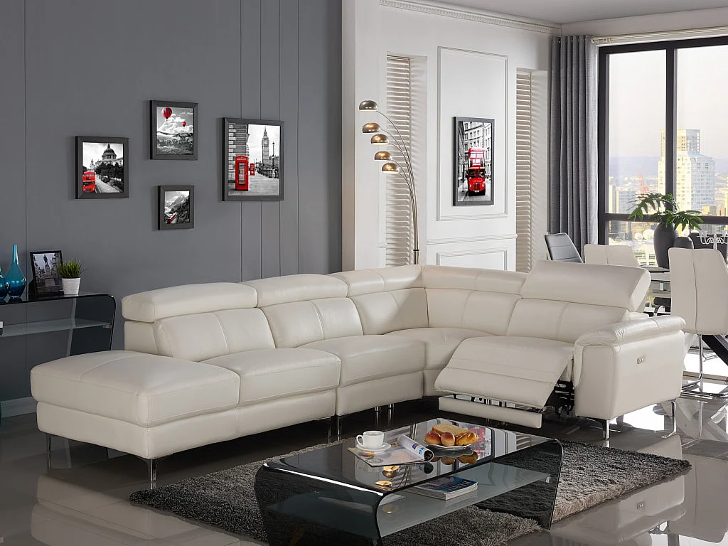 Couchtisch mit Ablage - Glas Design - Schwarz-Weiß - KELLY