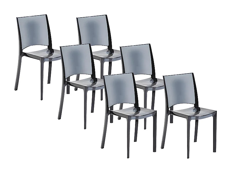 Stuhl 6er-Set stapelbar - Kunststoff - Anthrazit - HELLY