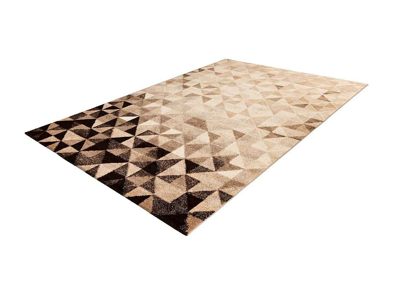 Tapis Tissé à Poils Ras "Naila" Crème & Marron 120 x 170 cm