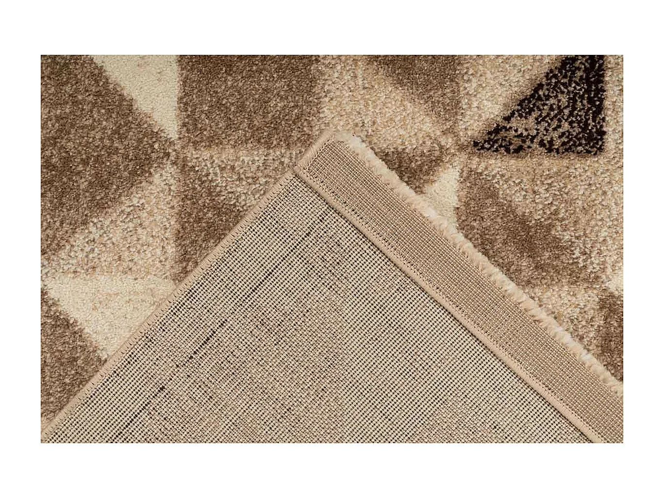 Tapis Tissé à Poils Ras "Naila" Crème & Marron 120 x 170 cm