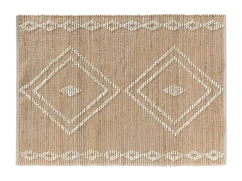 Tapis Déco en Jute & Laine "Floty" 120x170cm Beige
