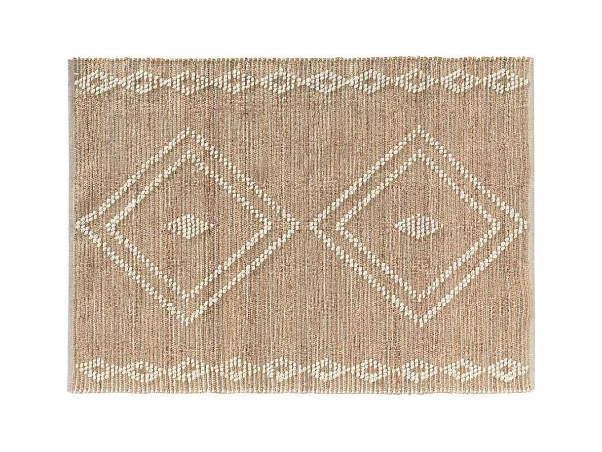 Tapis Déco en Jute & Laine "Floty" 120x170cm Beige
