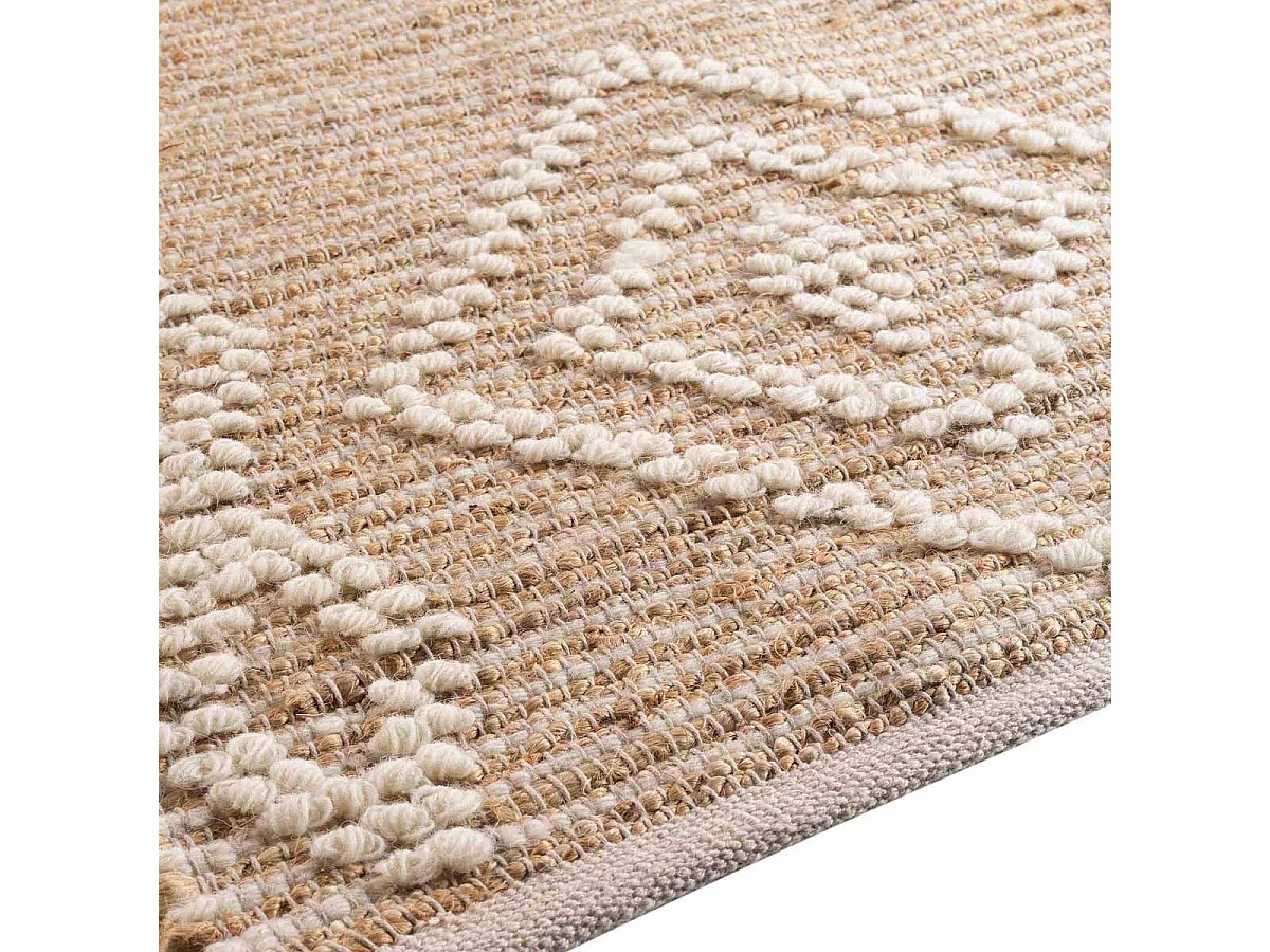 Tapis Déco en Jute & Laine "Floty" 120x170cm Beige