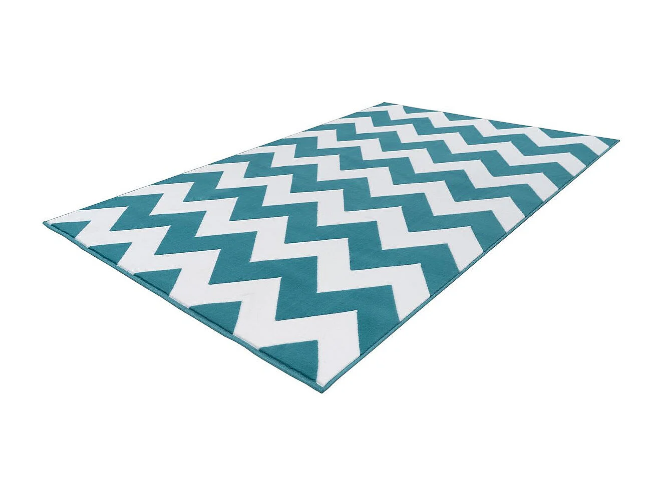 Tapis Géométrique à Poils Courts "Manolya" Turquoise 200 x 290 cm