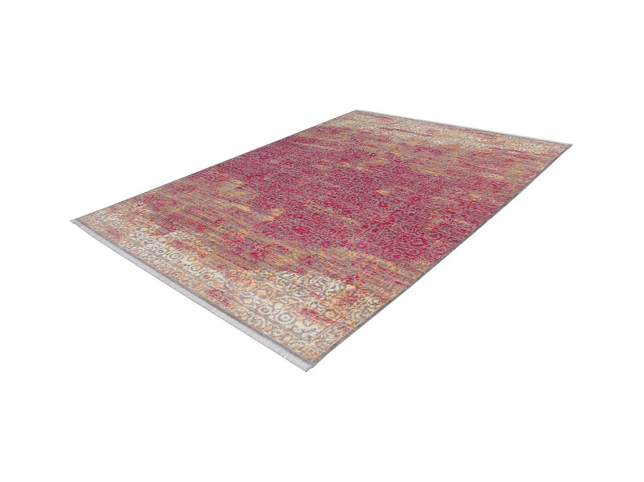 Tapis Vintage à Poils Courts "Antigua" Orange & Rouge 200 x 290 cm