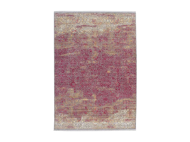 Tapis Vintage à Poils Courts "Antigua" Orange & Rouge 200 x 290 cm