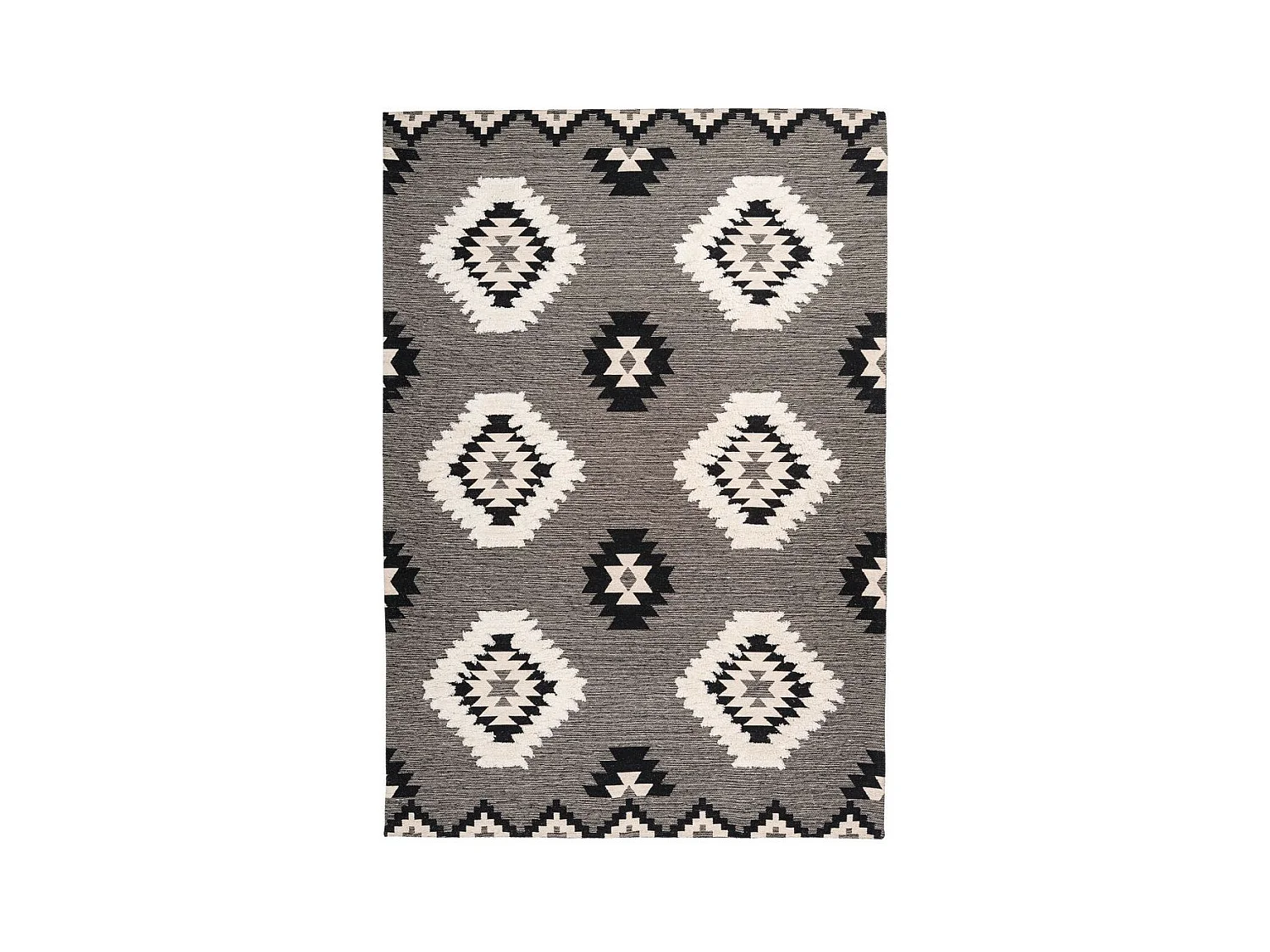 Tapis Ethnique à Poils Courts "Ethnie" Gris 80 x 150 cm