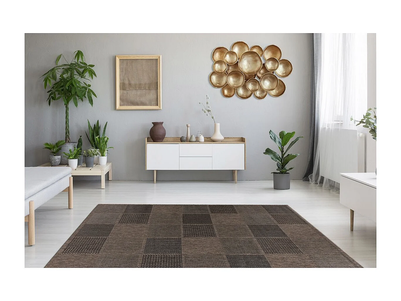 Tapis Géométrique à Poils Plats "Splash" Gris 80 x 150 cm