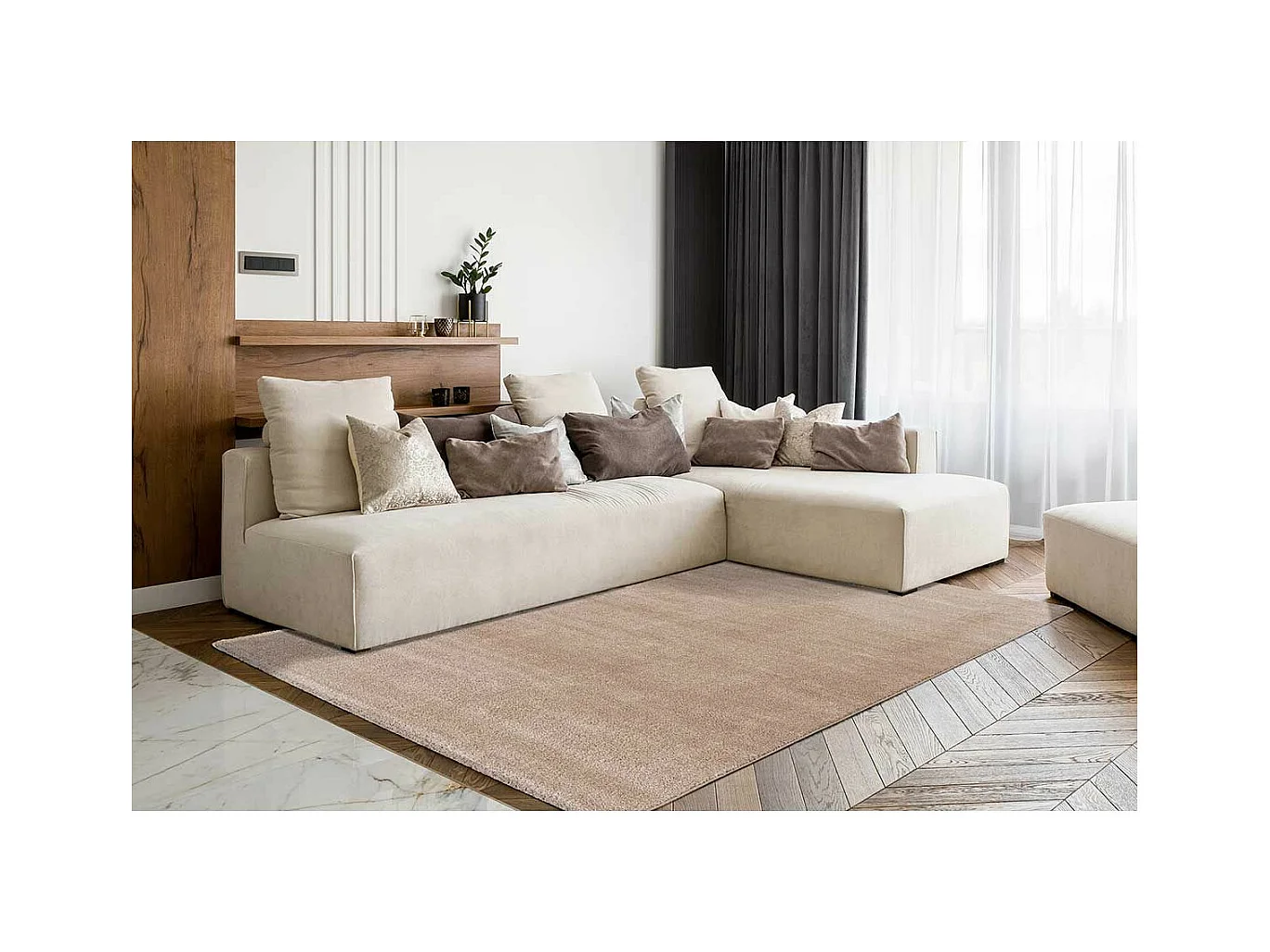 Tapis Tissé Shaggy à Poils Longs "Nila" Taupe 160 x 230 cm
