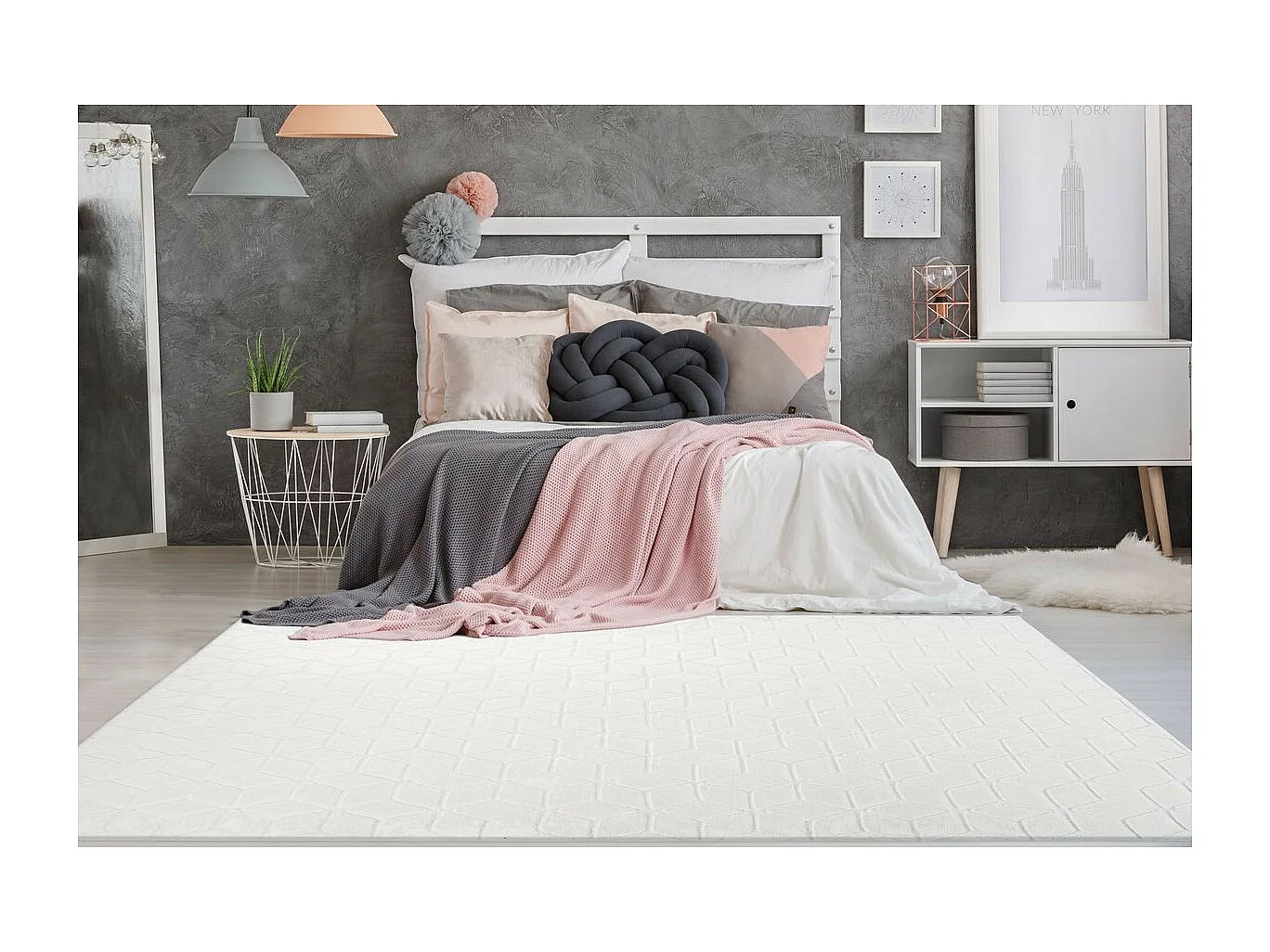 Tapis Shaggy Effet 3D "Vivica" Blanc 80 x 150 cm