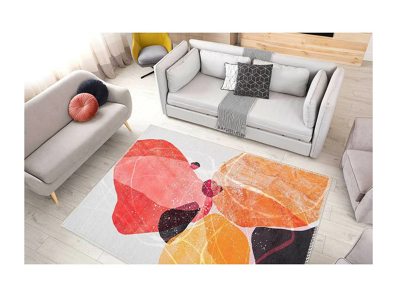 Tapis Tissé à Poils Plats "Picassa" Multicolore 80 x 150 cm