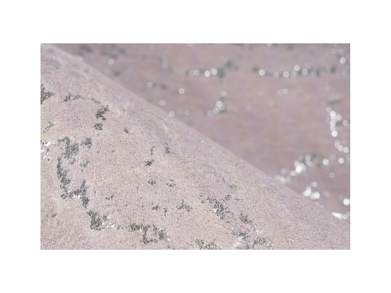 Tapis Marbré à Poils Longs "Bijou" Taupe & Argent 200 x 290 cm