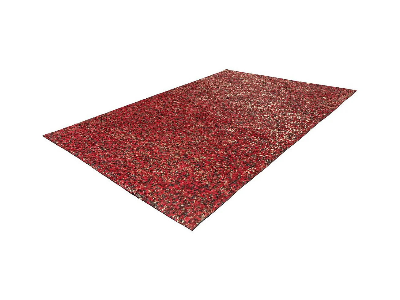 Tapis en Cuir Fait Main "Finish" Rouge & Or 200 x 290 cm