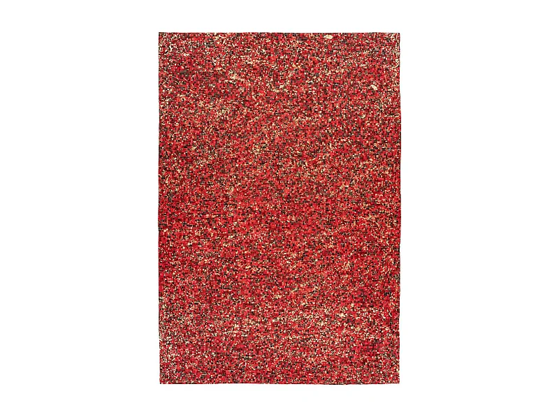 Tapis en Cuir Fait Main "Finish" Rouge & Or 200 x 290 cm