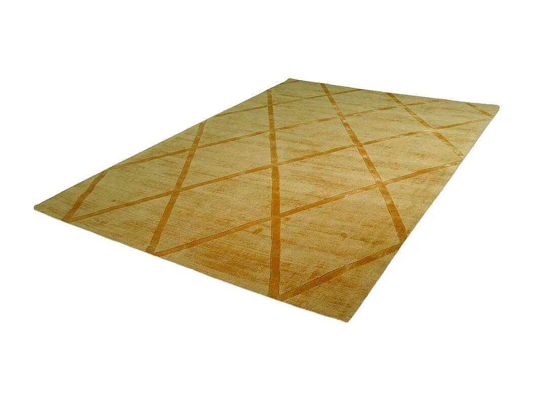Tapis Géométrique à Poils Courts "Luxury II" Jaune 160 x 230 cm