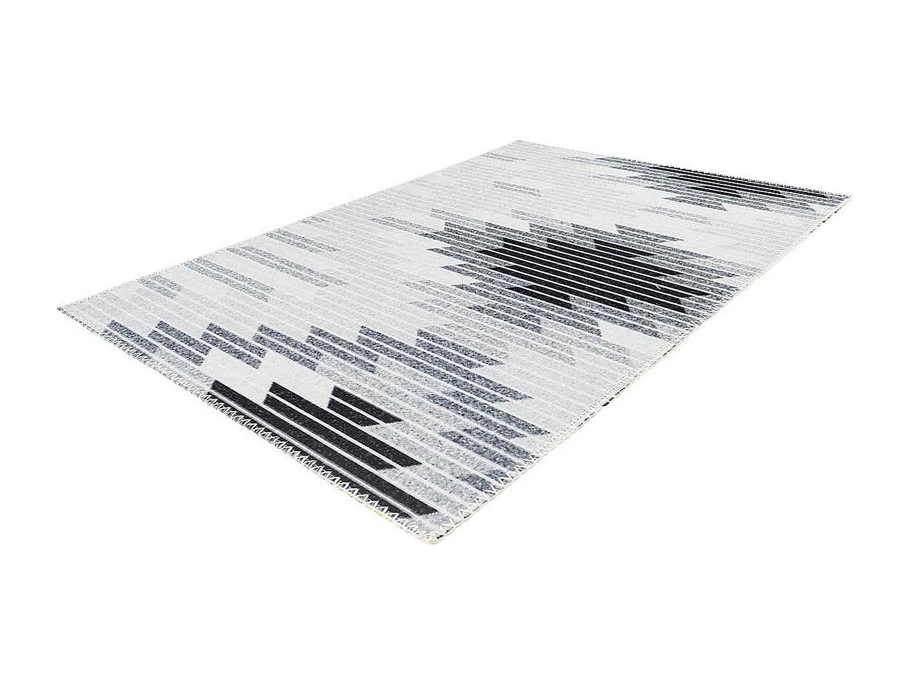Tapis Tissé Imprimé à Poils Plats "Maya V" Gris 80 x 150 cm
