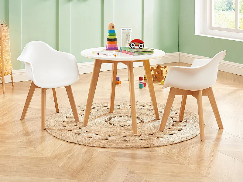Ensemble table enfant LOULOUNE + 2 chaises POUPINETTE - Blanc