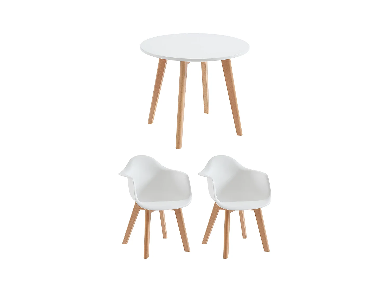 Barnbord LOULOUNE + 2 stolar POUPINETTE - Vit