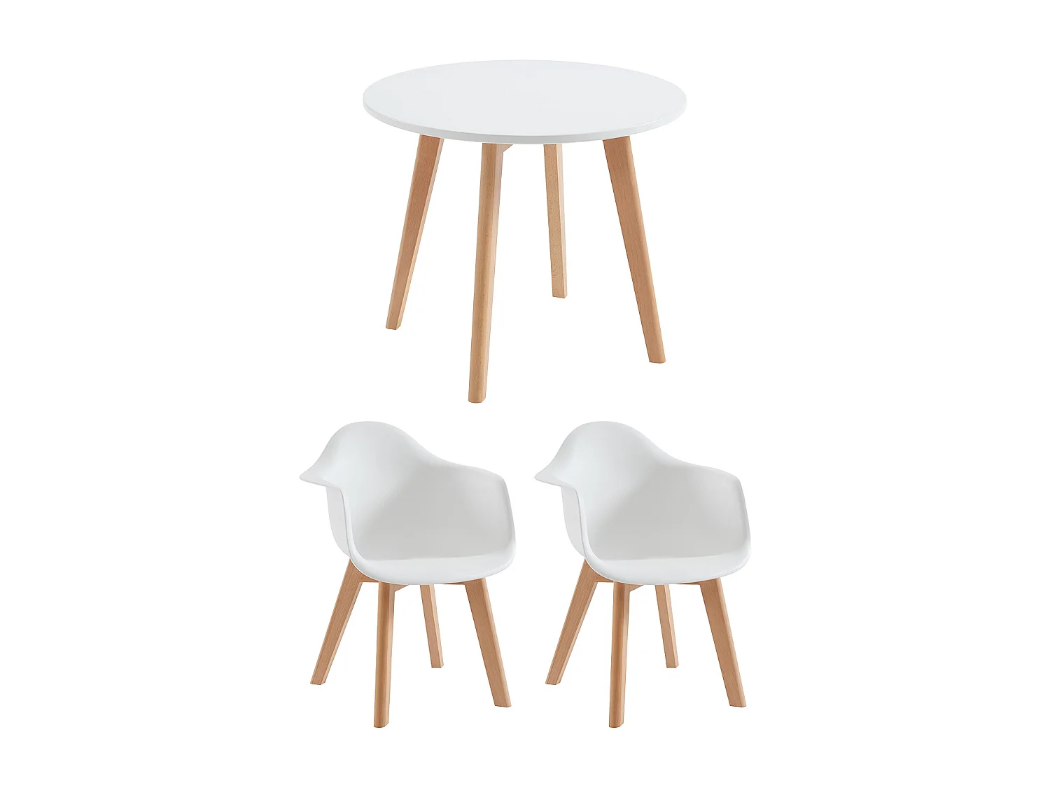 Ensemble table enfant LOULOUNE + 2 chaises POUPINETTE - Blanc