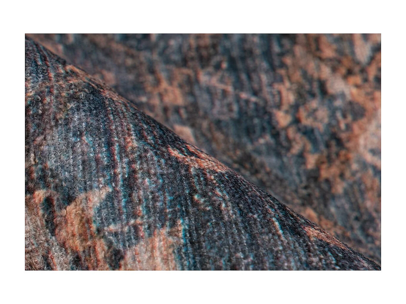 Tapis Tissé à Poils Courts "Antique" Bleu & Or 80 x 150 cm