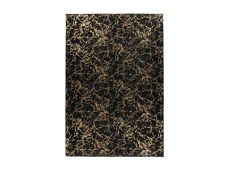 Tapis Marbré à Poils Longs "Bijou" Noir & Or 80 x 150 cm