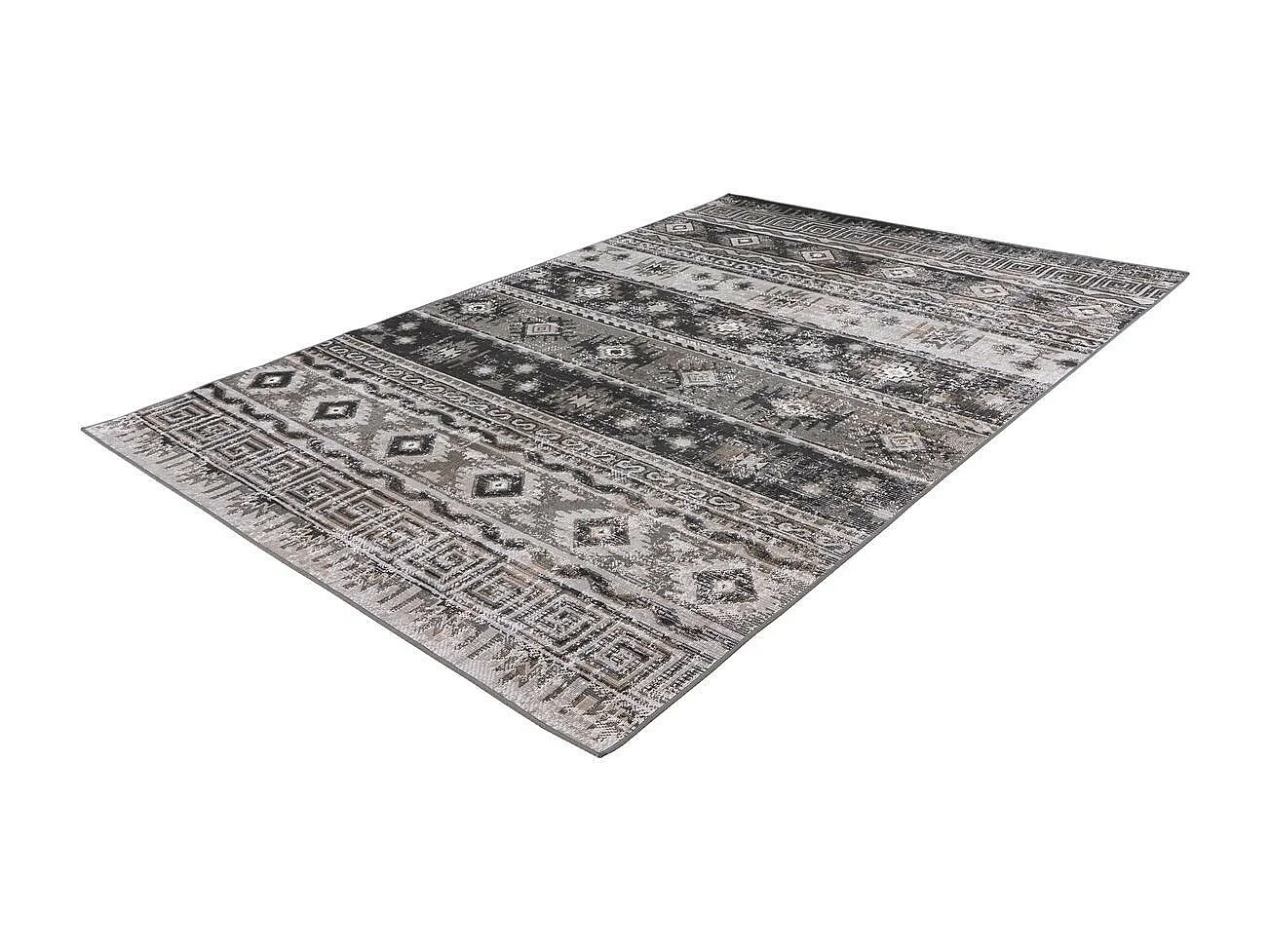 Tapis Ethnique à Poils Courts "Ariya" Gris 80 x 150 cm