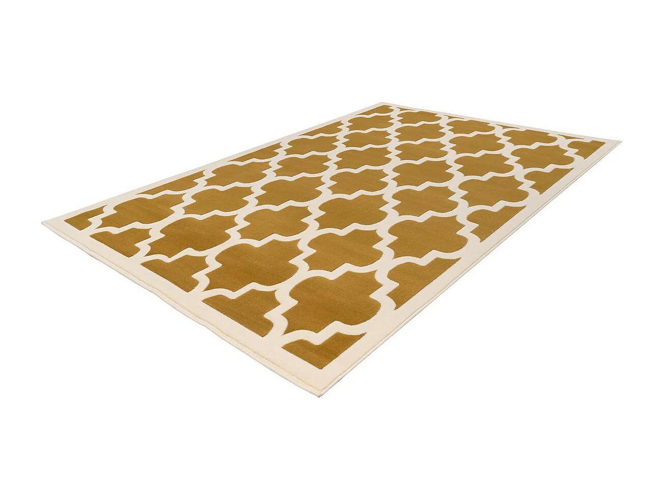 Tapis Vintage à Poils Courts "Manolya" Or & Ivoire 160 x 230 cm