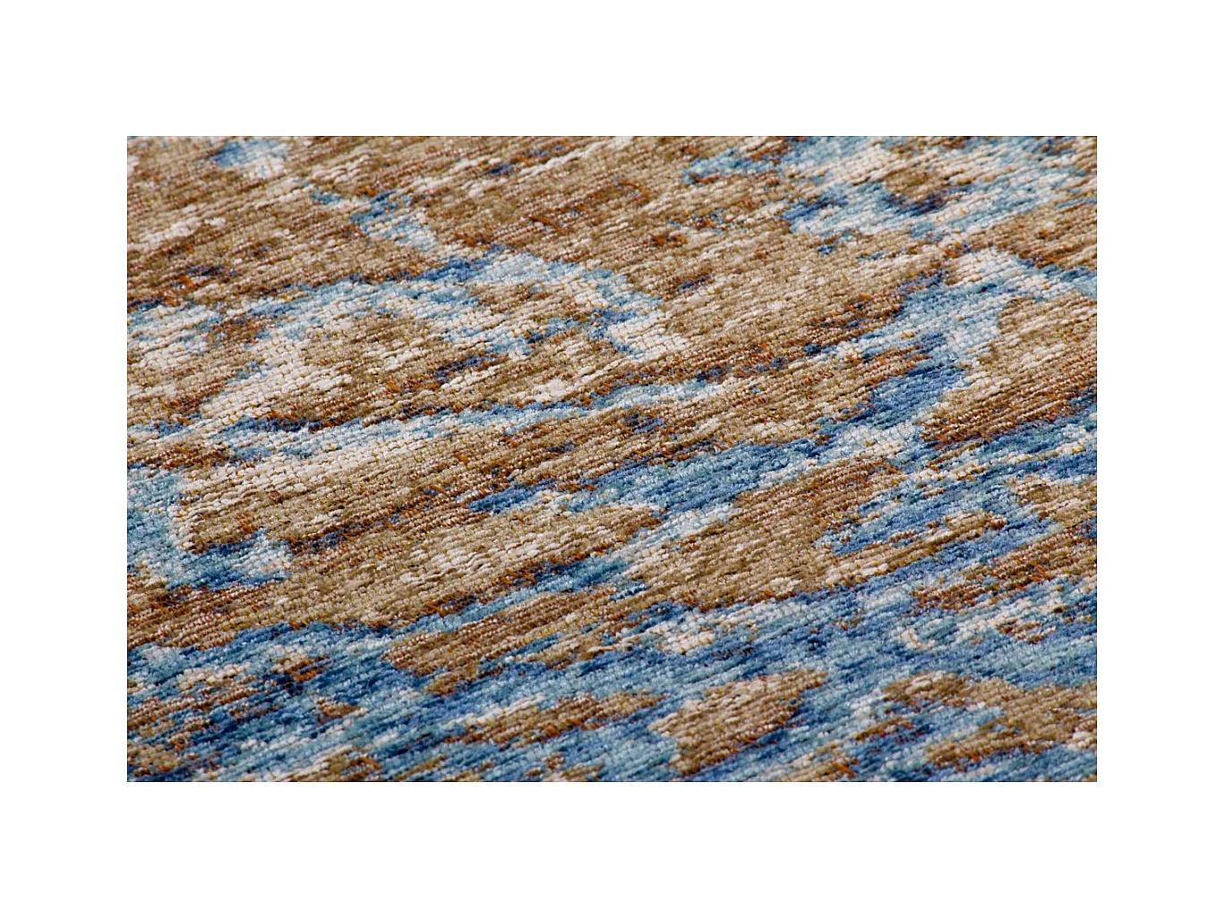 Tapis Jacquard à Poils Courts "Blaze" Bleu & Beige 155 x 230 cm