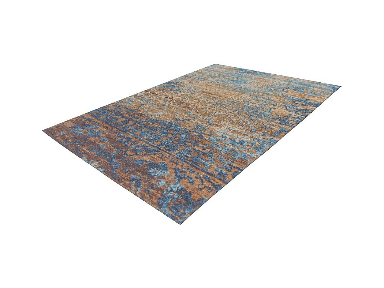 Tapis Jacquard à Poils Courts "Blaze" Bleu & Beige 155 x 230 cm