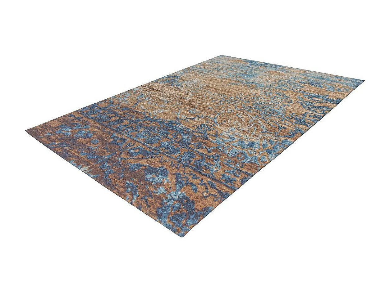 Tapis Jacquard à Poils Courts "Blaze" Bleu & Beige 155 x 230 cm