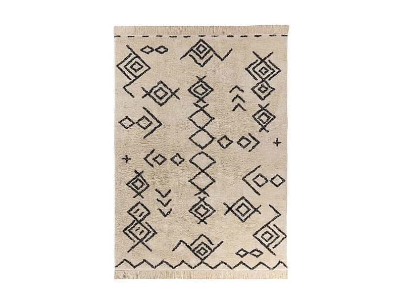Tapis Tufté à la Main Ethnique "Mylen III" Beige & Noir 80 x 150 cm