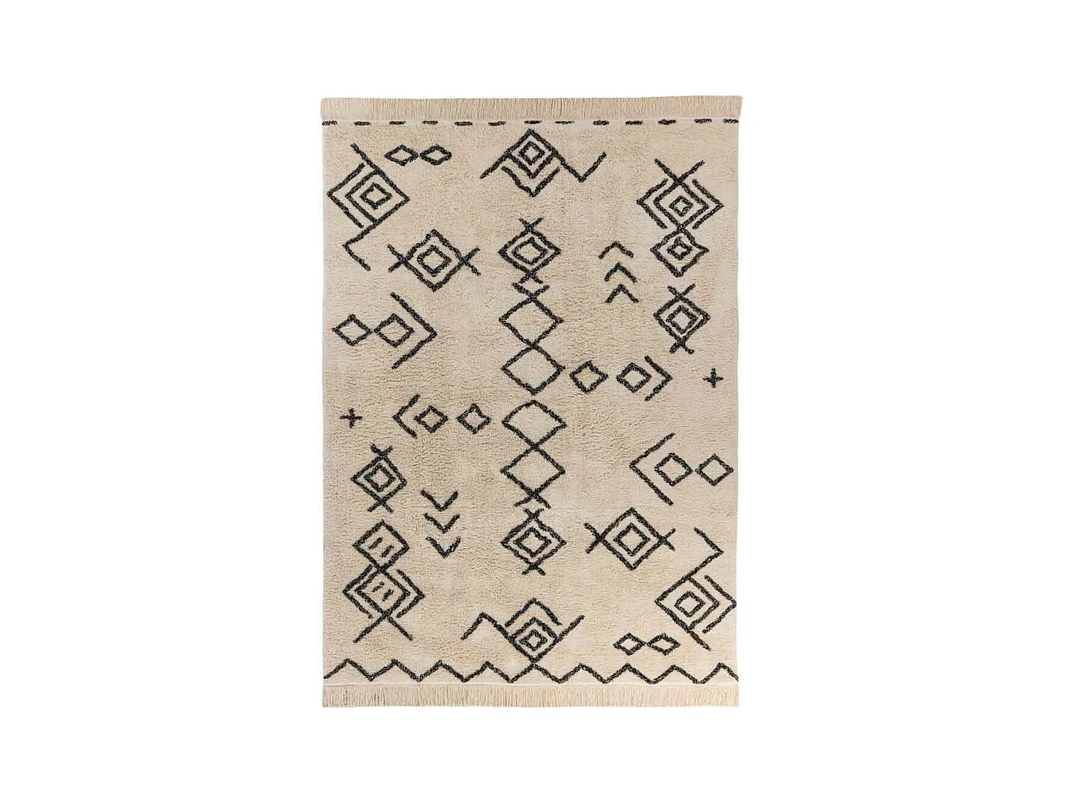 Tapis Tufté à la Main Ethnique "Mylen III" Beige & Noir 80 x 150 cm